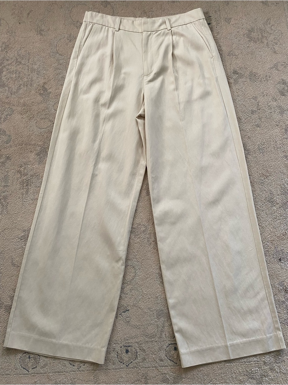 Madewell The Slouchy Straight Pant Size 6 Pleated Relaxed Fit Cream Beige NWT